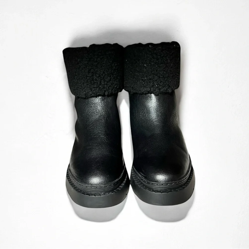 ❄️NEW Marc Fisher LTD  Black Leather Fold Over Vina Ankle Boots Size 9